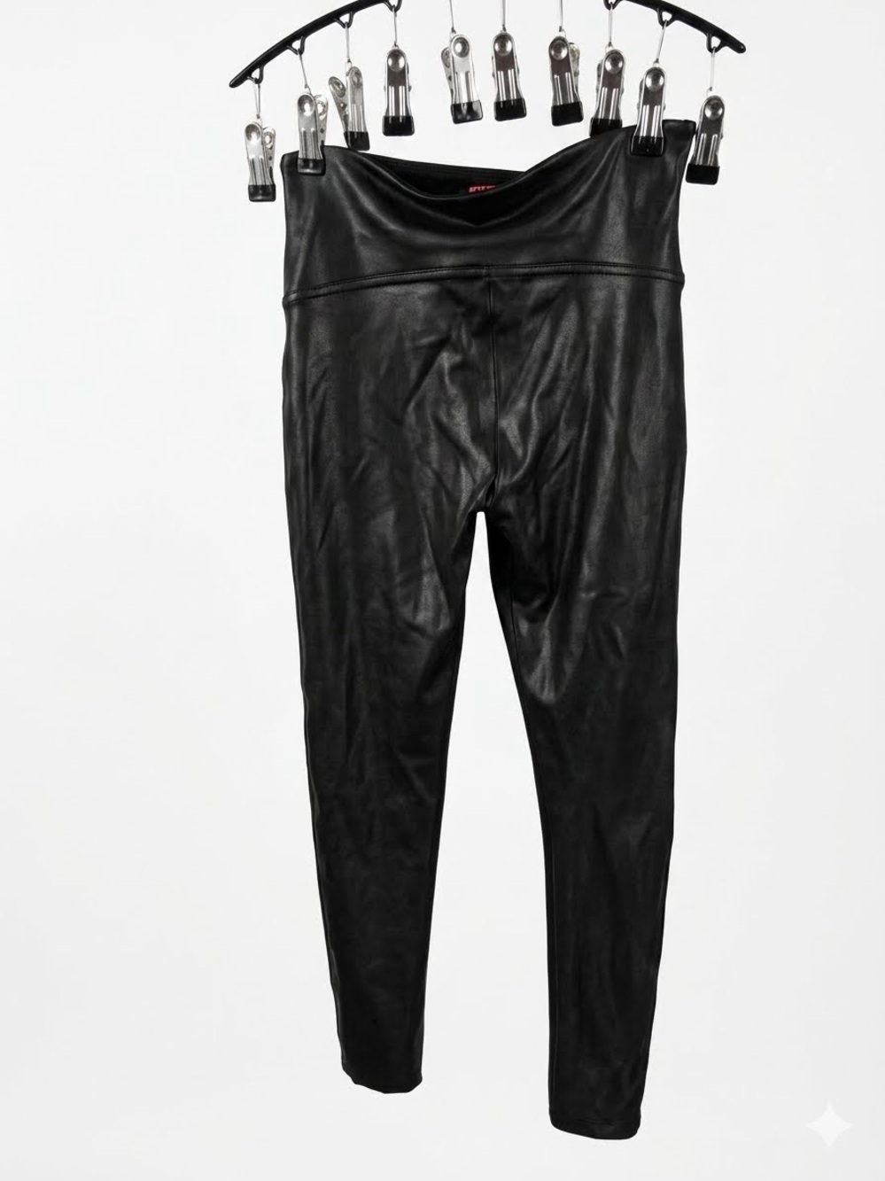 SPANX Black Faux Leather-Look Leggings MP